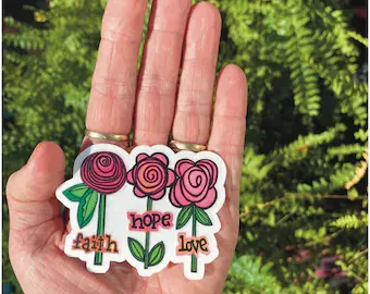 Faith, Hope, Love Floral Sticker