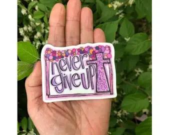 Never Give Up Cross Sticker